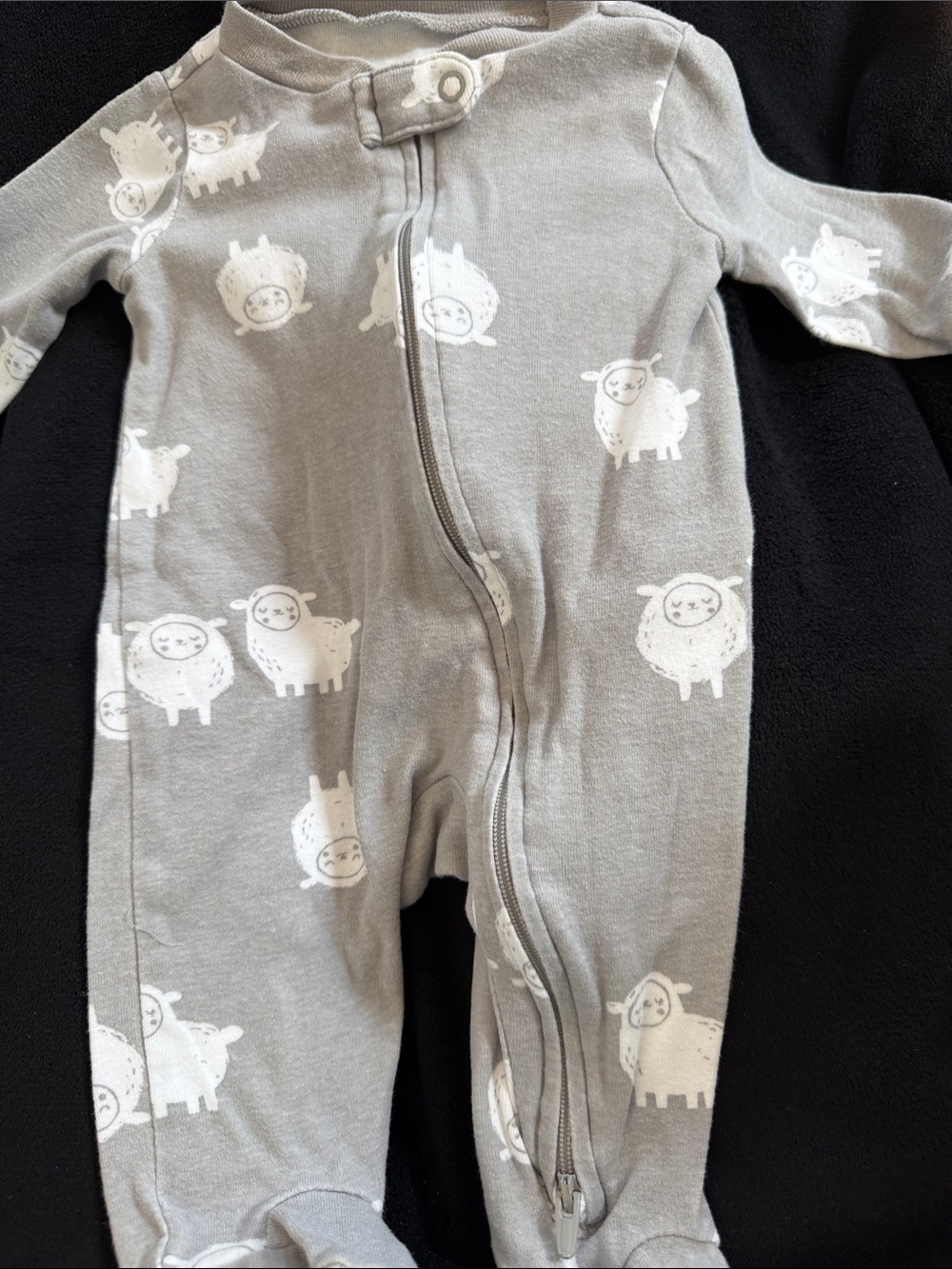 Carter's Gray One-Piece Footie with White Sheep Print